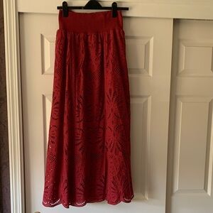 Elegant Red Lace Skirt